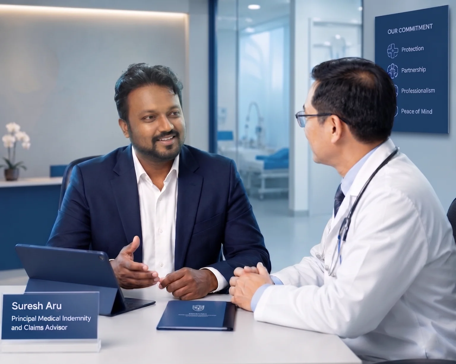 MRCM advisor in discussion with a doctor