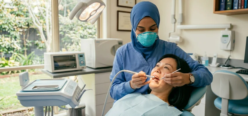 Dentist treating a patient