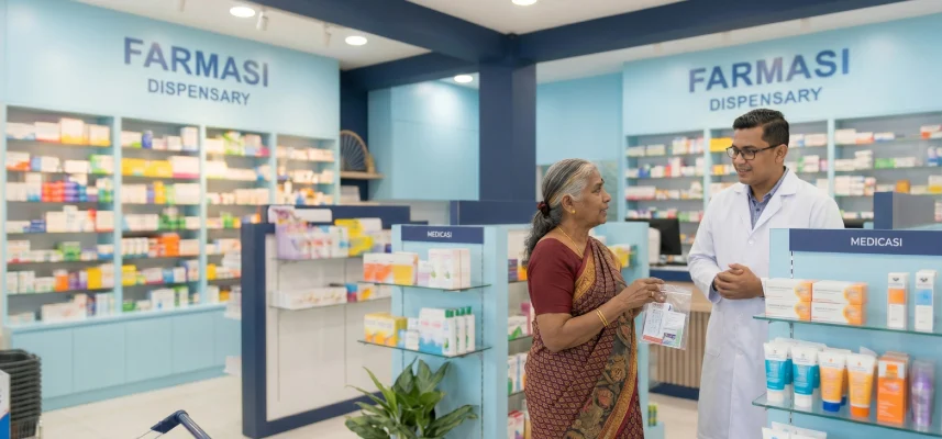 Pharmacist at a pharmacy counter